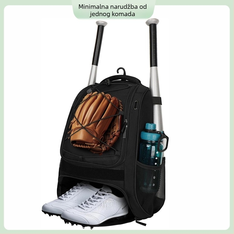 Sportska torba za opremu baseball/softball s pretinjakom za cipele, unisex, prozračna i ultra lagana, Oxford platno, podstava od poliestera, sustav naramenica s zračnim jastukom
