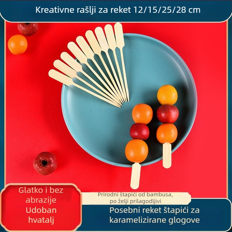 Jednokratni štapići od bambusa za voće s tiskanim logom, moderni minimalistički stil, kvalitetan proizvod