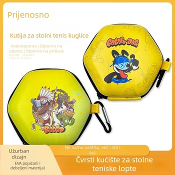 Kutija za ping pong lopte s čvrstim kućištem, 4 lopte u setu, prijenosna i stilska, materijal PP.