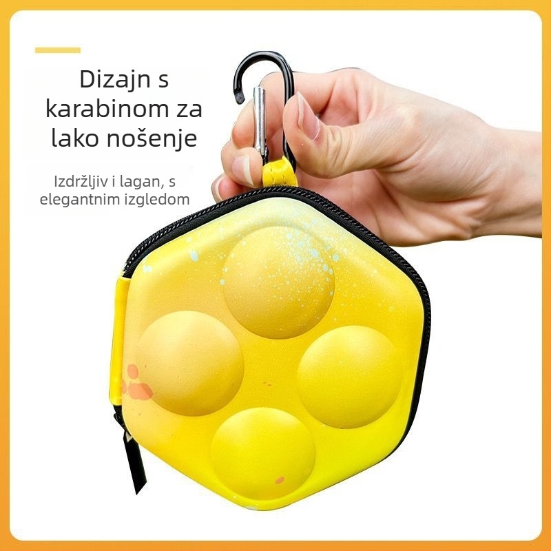 Kutija za ping pong lopte s čvrstim kućištem, 4 lopte u setu, prijenosna i stilska, materijal PP.