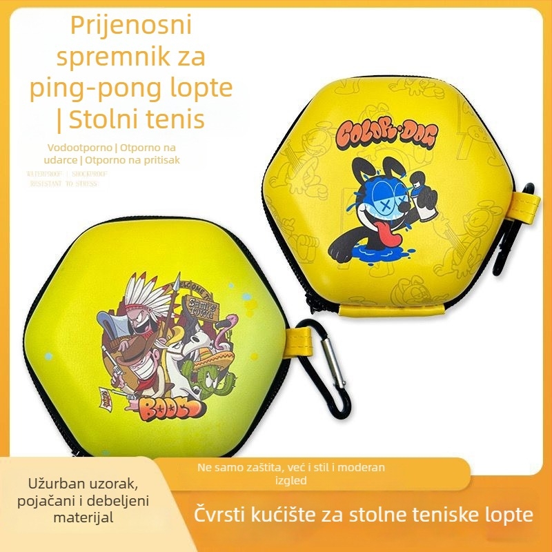 Kutija za ping pong lopte s čvrstim kućištem, 4 lopte u setu, prijenosna i stilska, materijal PP.