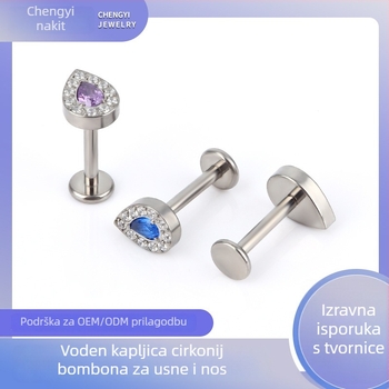 Nosni pin — kapljasti oblik, titanijska legura, cirkonij u ugradnji, pozlaćeno