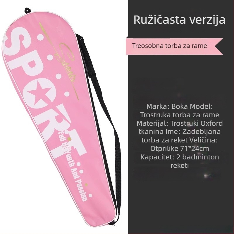 Boca torba za reketa za badminton s naramenicom, vodootporna Oxford tkanina, trostruko pojačana konstrukcija, za badminton/tenis