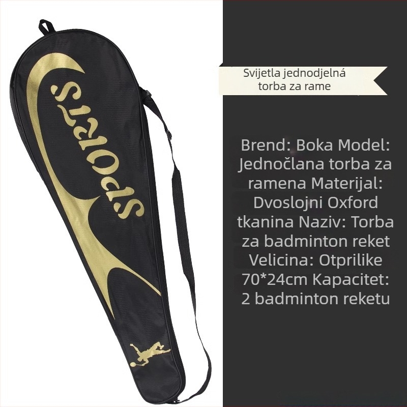 Boca torba za reketa za badminton s naramenicom, vodootporna Oxford tkanina, trostruko pojačana konstrukcija, za badminton/tenis