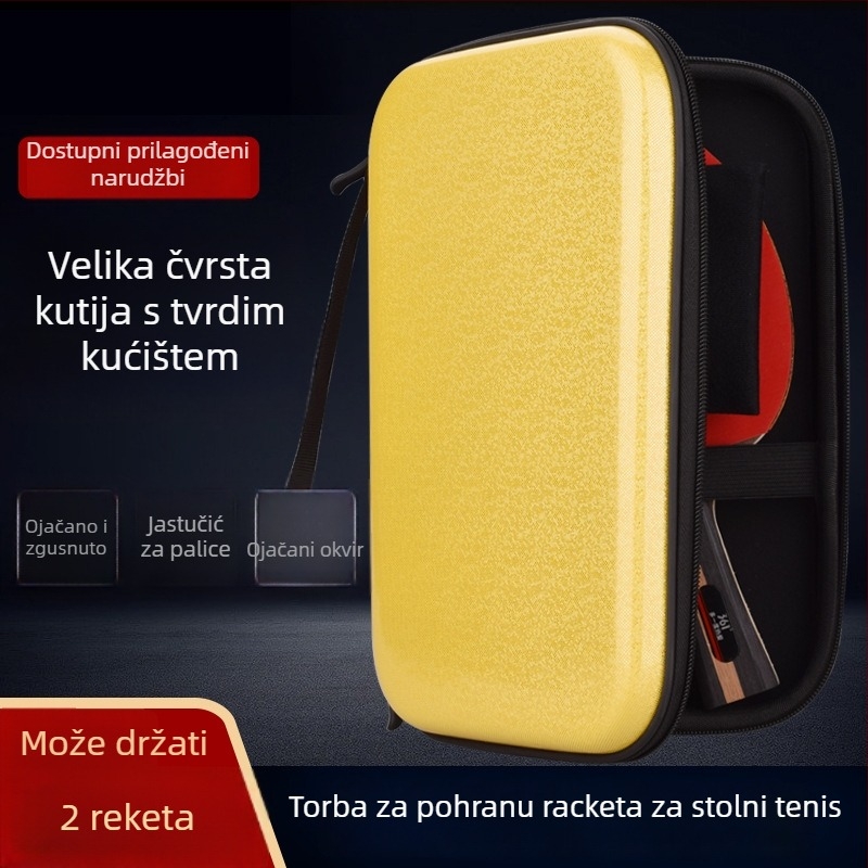 Kućište za stolni tenis, tvrdi kućište za dvije ping-pong reketa, prijenosno, otporno na padove, velika kapaciteta, mogućnost prilagodbe