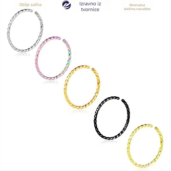 Nerđajući čelični nosni prsten – unisex, geometrijski dizajn, polirani završetak