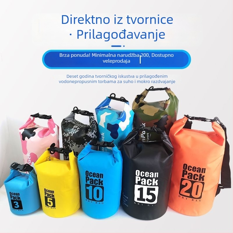 Vanjska vodootporna bačvasta torba sa suhim pretincem, torba za plivanje i ronjenje, PVC materijal