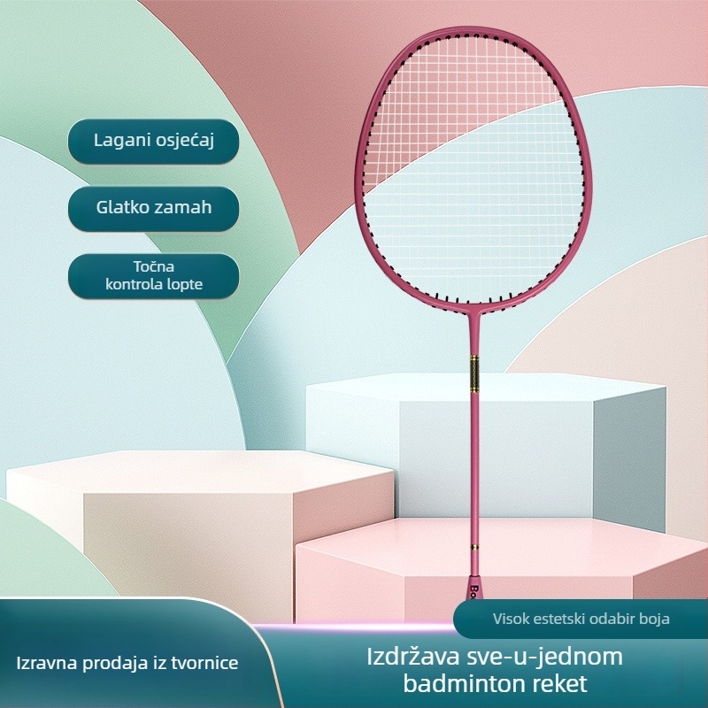 Raketa za badminton Rex, okvir od staklenih vlakana, težina 95–100 g, drška G5, direktan udarac