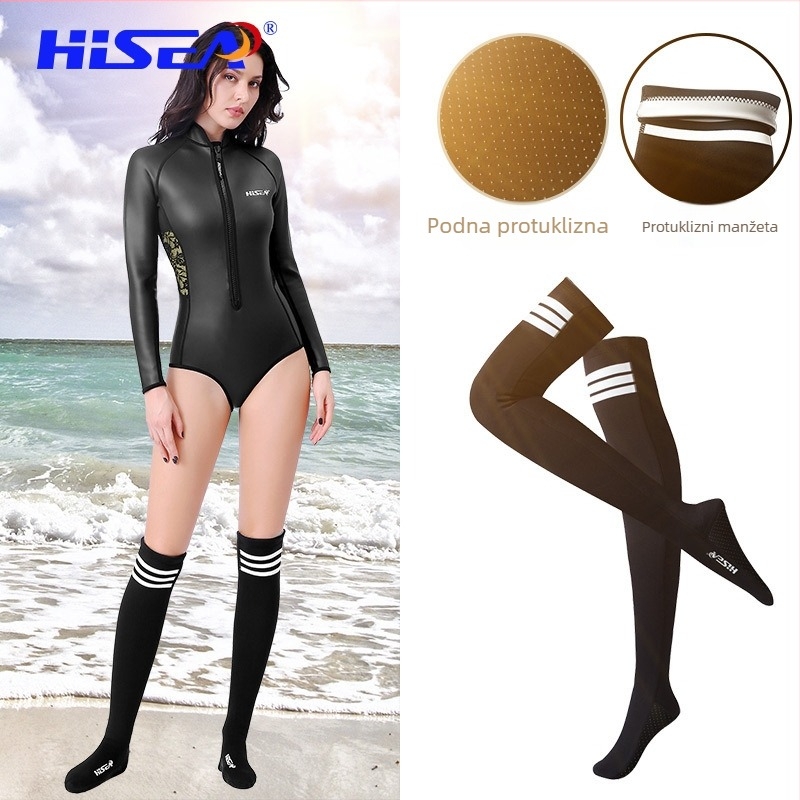 Ženski neoprenski set za ronjenje s dugim rukavima, topao, jednobojni, marka HISEA, materijal: neopren i Yamamoto koža, za ronjenje