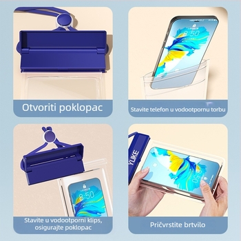 Vodootporna torbica za telefon s ekranom osjetljivim na dodir – ABS+TPU, vodootporan materijal, pogodna za ronjenje, plažu, planinarenje, ribolov