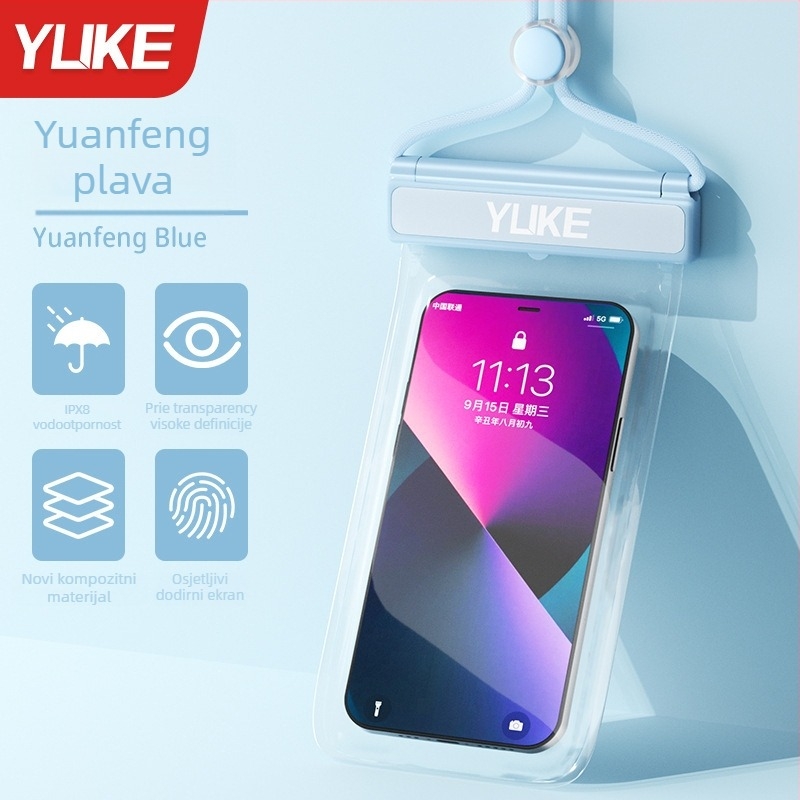 Vodootporna torbica za telefon s ekranom osjetljivim na dodir – ABS+TPU, vodootporan materijal, pogodna za ronjenje, plažu, planinarenje, ribolov