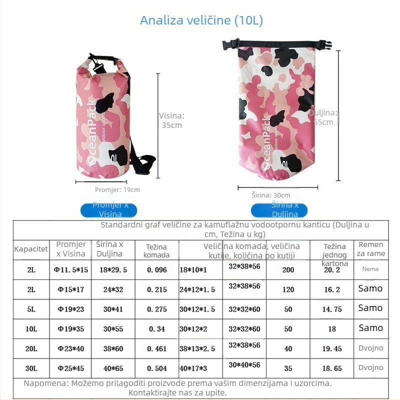 Vanjska vodena torba – kamuflažna 500D PVC mreža, stil za slobodno vrijeme/sport/moda, brend TOWADE