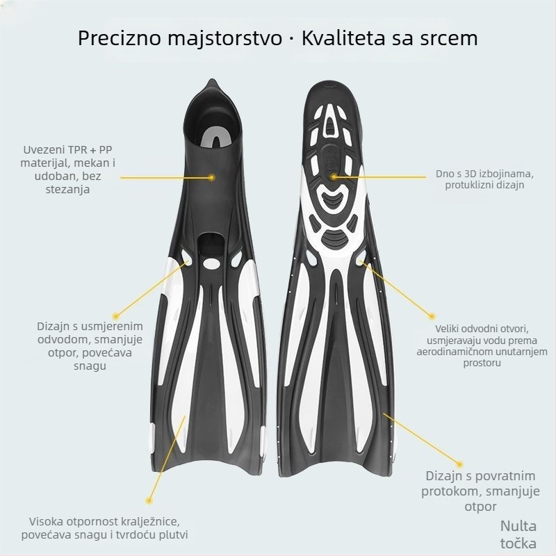 Potapljačke peraje – dugi, za odrasle, unisex, profesionalne kvalitete za trening (Dugi; Unisex; Profesionalno; Za trening ronjenja)
