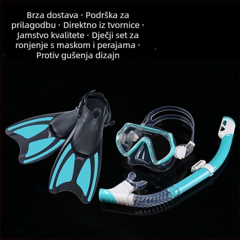 Dječji set za šnorkanje: maska s velikim okvirom, peraje i snorkel – materijal PP+TPR, marka Asy