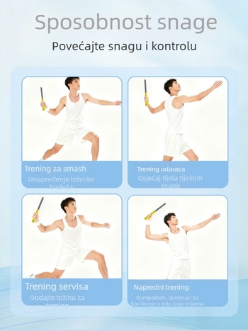 Alat za trening udarca u badmintonu – samostalni smash trening, aluminijski okvir, 95–100 g, srednja tvrdoća, direktan udarac, za početnike