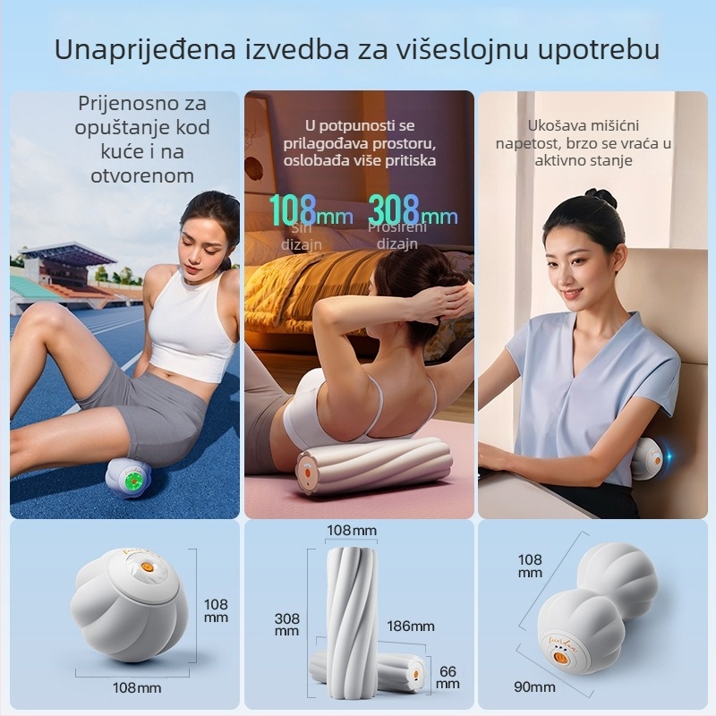 Flyton silikon masažna lopta u obliku arašida za oslobađanje fascije i dubinsku masažu, ne napuhuje se, 0.99 kg