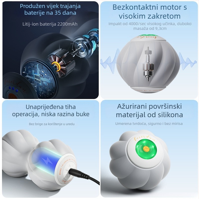 Flyton silikon masažna lopta u obliku arašida za oslobađanje fascije i dubinsku masažu, ne napuhuje se, 0.99 kg