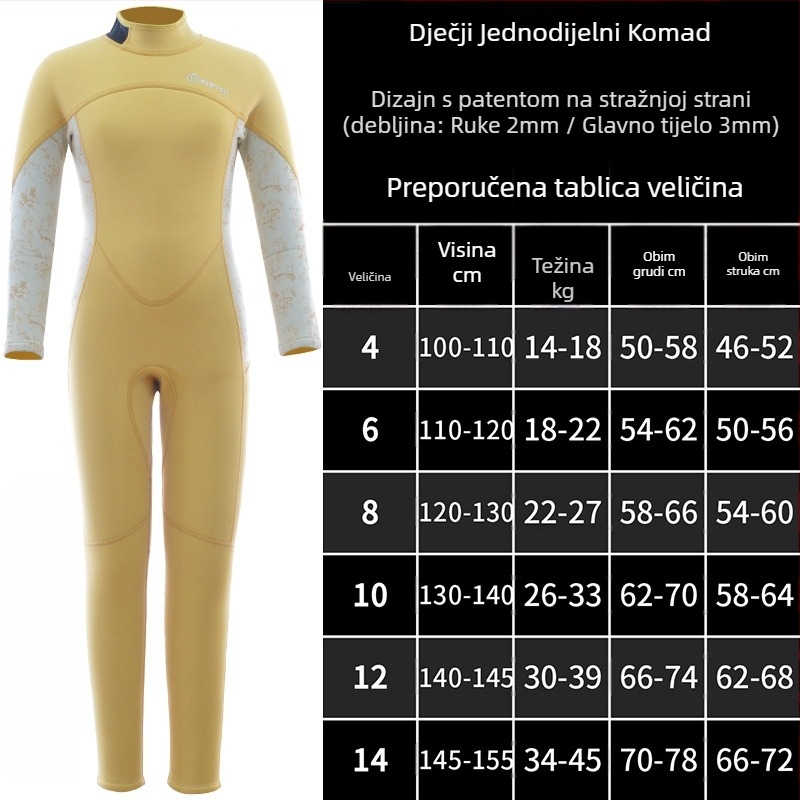 KLEYOU dječji unisex neoprenski kombinezon za ronjenje 2/3mm, dugi rukav, topao, za plivanje i vodene sportove