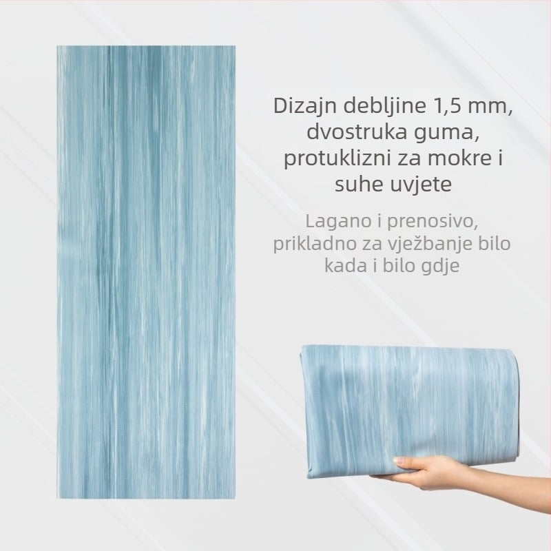 Joga podloga od prirodne gume, dvostrano protivklizna, 1,5 mm debljine, sklopiva i prijenosna