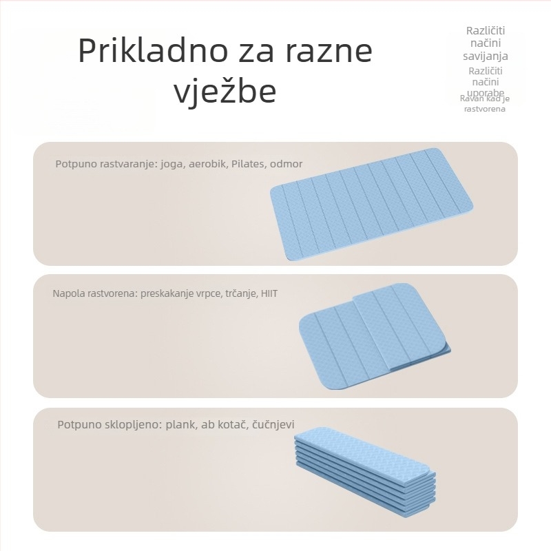 TPE sklopiva joga podloga, 8 mm, 1,2 kg, prijenosna, prilagodljiva