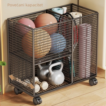 Koš za pohranu prostirke za jogu s kotačićima, metalna konstrukcija, model 2271077679993291904, pogodan za prostirke i fitness opremu, moderne minimalistički stil