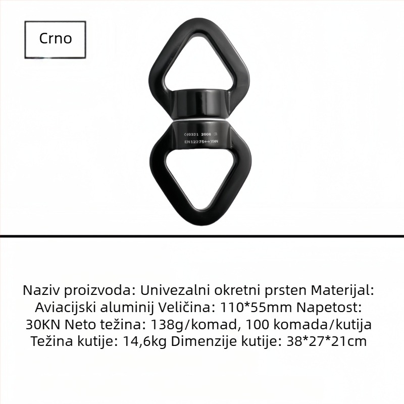 Joga hamak od aluminijsko-magnezijskog legura s univerzalnim prstenom i rotacijom od 360° za outdoor penjanje