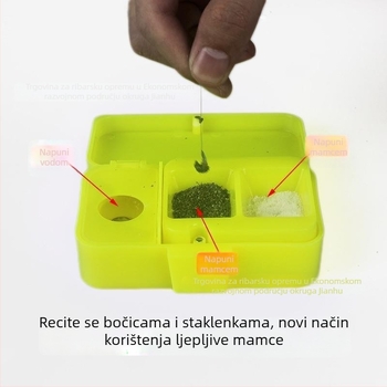 Kutija za ljepljivi prašak za ribolov s posudom za rižu i nosačem za ugradnju u zemlju, plastična
