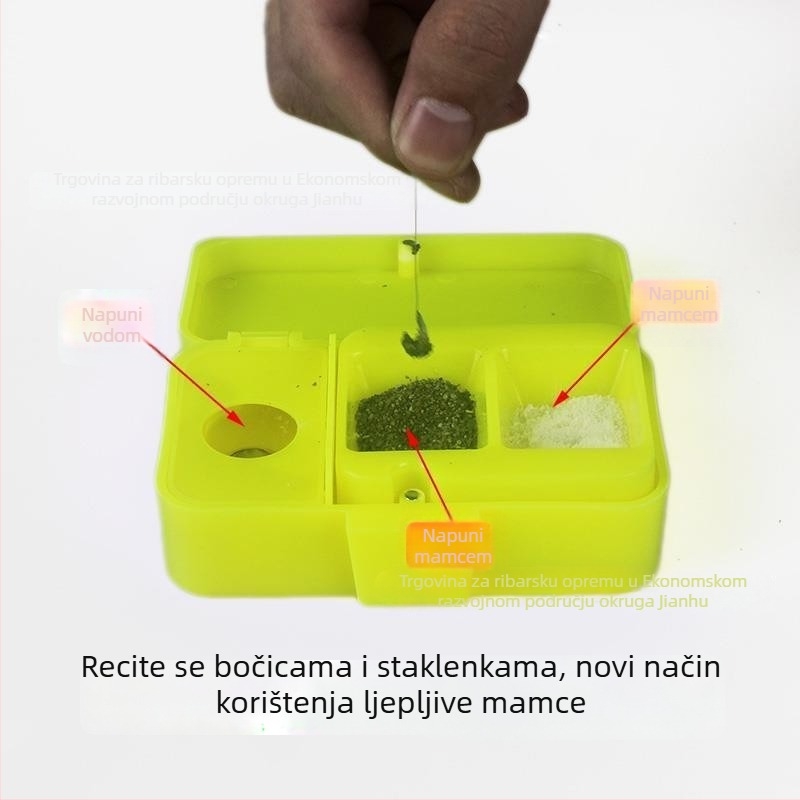 Kutija za ljepljivi prašak za ribolov s posudom za rižu i nosačem za ugradnju u zemlju, plastična