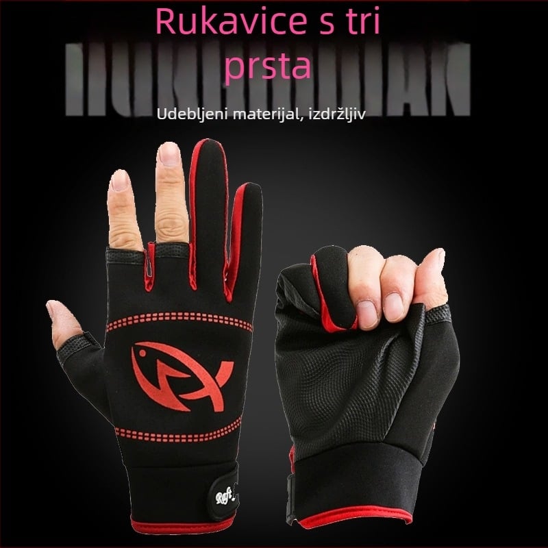 Hongchuan rukavice za pecanje s tri prsta – ispisani uzorak, tkanina za ronjenje, zimska vanjska oprema