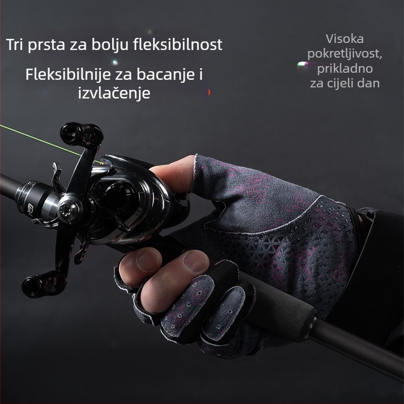 Ribičke rukavice s tri prsta – protuklizne, UV zaštita, tople, prozračne (materijal: laxieli)