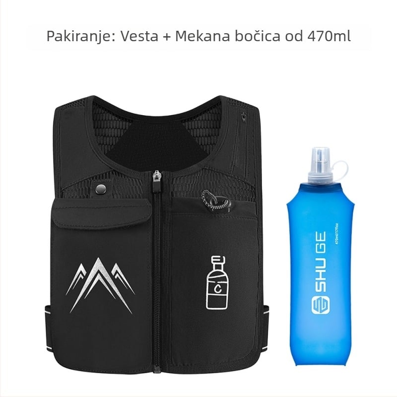 Planinarska jakna-torba za outdoor sportove; prozračna, ultra lagana, proširiva, smanjenje opterećenja; materijal: poliester; podstava: poliestersko vlakno; zakrivljeni rameni remeni