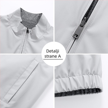 Dvostrani muški prsluk za poslovni i slobodno vrijeme, stojeći ovratnik, zatvarač, najlon vanjska tkanina s poliester podstavom, bočne džepove, proljeće-jesen