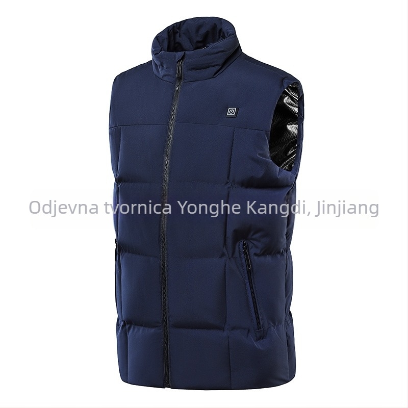 Električna grijana vesta s USB napajanjem, konstantna temperatura, stojeći ovratnik i zatvarač, opušteni kroj