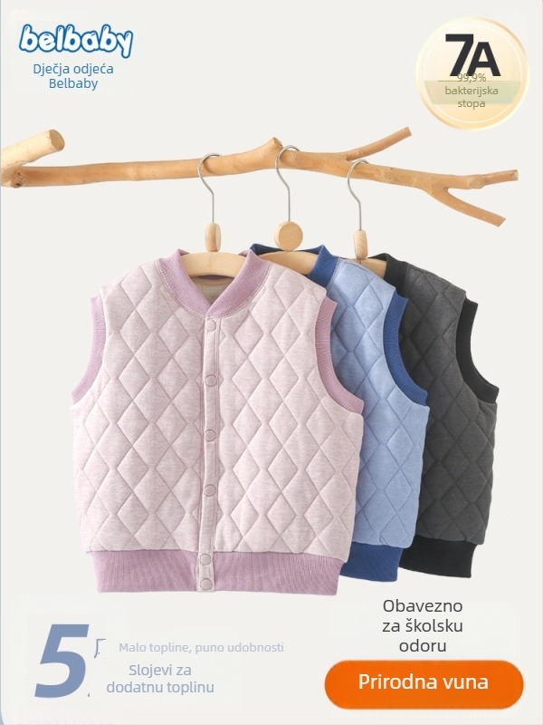 Unisex dječja vunena vest, zimski debeli kardigan stil, 75% vuna