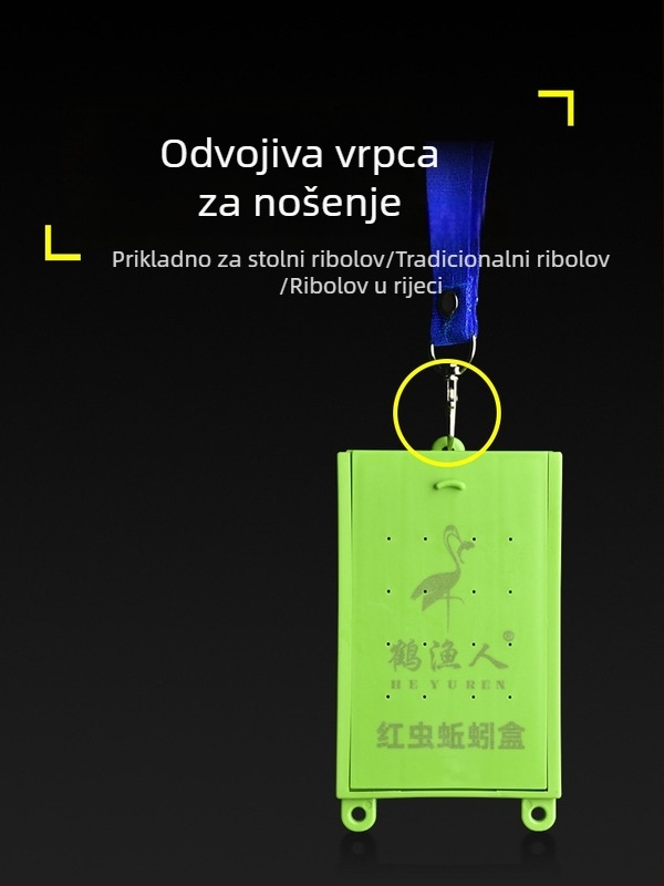 Prijenosna kutija za zemne crve, plastična, s kaišem za nošenje, OEM dostupan