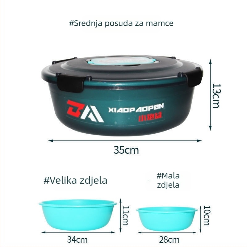 Plastični višedjelni set posuda za mamce za ribolov, s prijenosnim ramenim nosačem