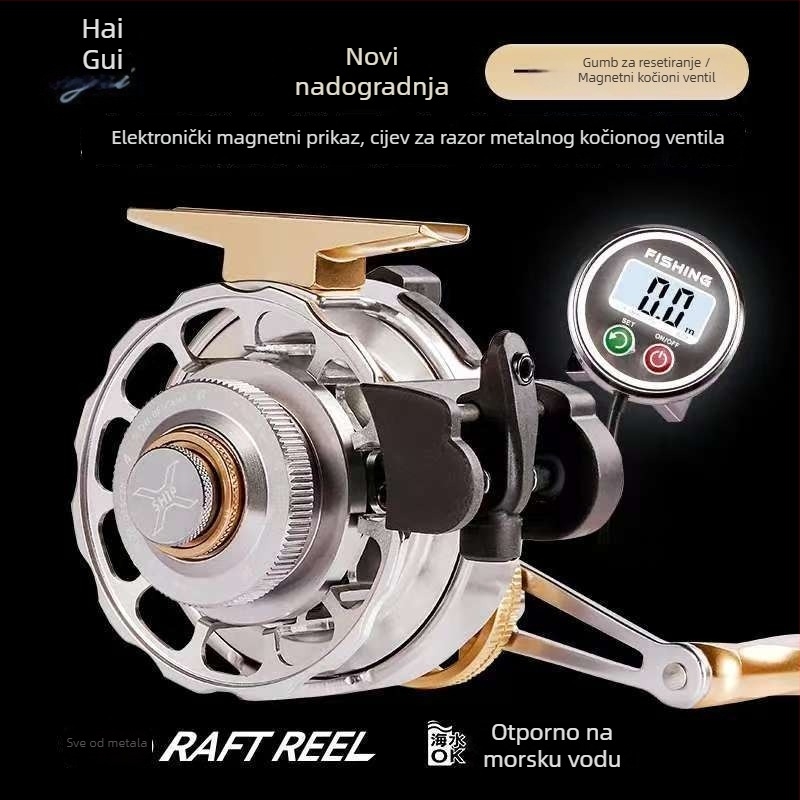 Nabe mašina za raft ribolov s potpuno metalnim kućištem, digitalnim zaslonom, jednim klikom sporo spuštanje i automatsko slaganje užeta