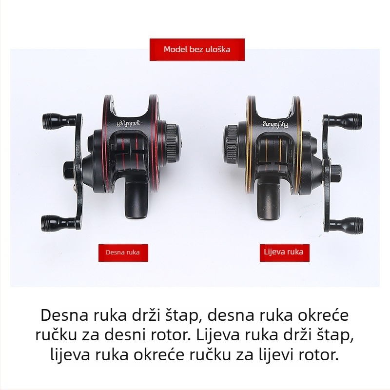 Potpuno metalni ribolovni kolut s prednjim dregom, dvostrukom brzinom i otpuštanjem drega, za fly fishing, ice fishing i rock fishing