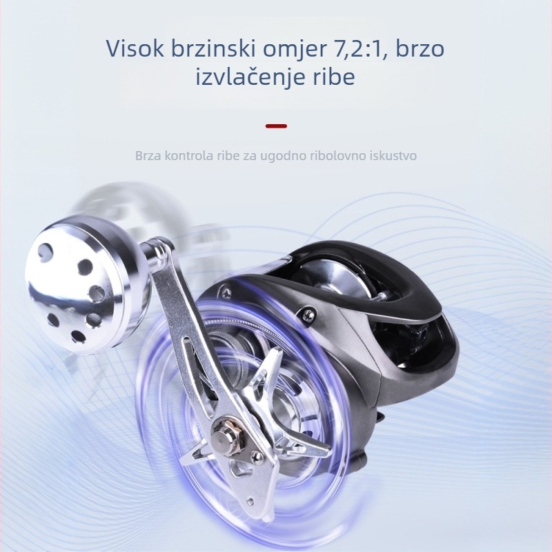 Potpuno metalni morski ribolovni kolut za brod, spori okret, jednoručno rame, veliki kotur za lure