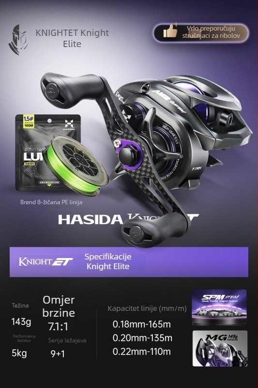 Ribarski kolut Hasda Knight Elite – dugi domet, izuzetno lagan, aluminijsko-magnezijev legura