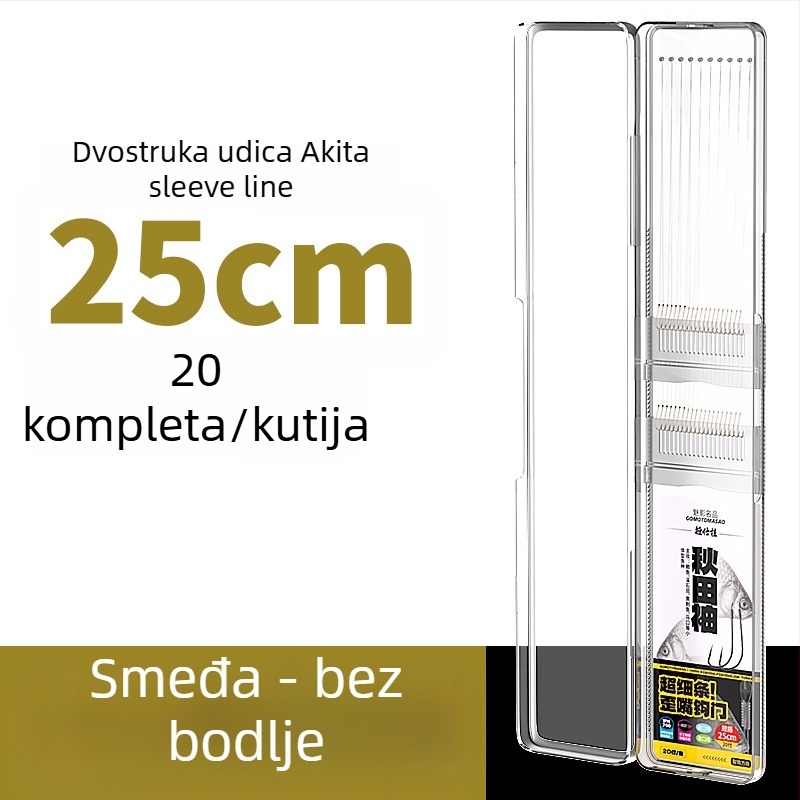 Akita rukav linija - dvostruki udica, unaprijeđen lider za divljeg šaruna s bijelim prugama, set od 20 gotovih podlinija