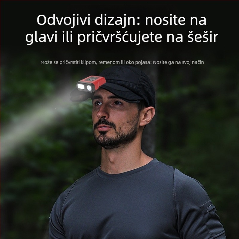LED čelna lampica s ugrađenom baterijom od 1200 mAh, 5W, vodootporna, uključen punjač.