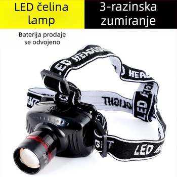 LED čelna svjetiljka, punjiva litijska baterija, dva načina rada, vodootporna, domet 100 m