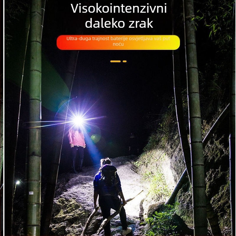 LED čelna svjetiljka, punjiva litijska baterija, dva načina rada, vodootporna, domet 100 m