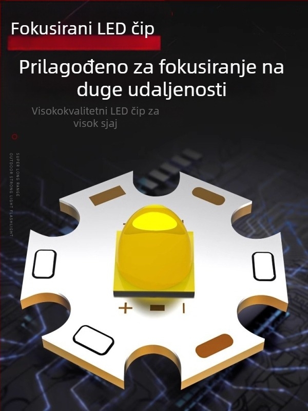 LED čelna lampica, punjiva, model B90, baterija 18650, domet svjetla ≥500 m, trajanje baterije 60 h, vodootporna