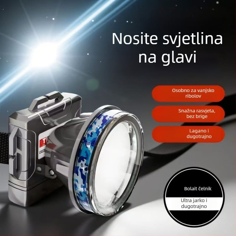 Čelna lampica s dvostrukim LED-om, vodootporna, 50W, baterija 6000–10000 mAh, domet do 500 m