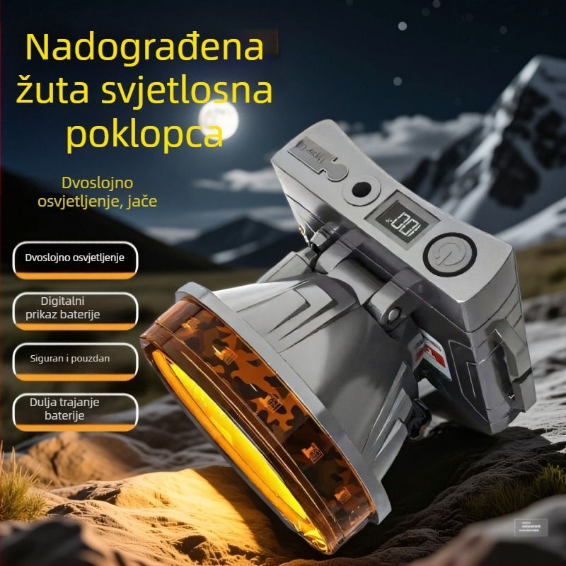 Čelna lampica s dvostrukim LED-om, vodootporna, 50W, baterija 6000–10000 mAh, domet do 500 m
