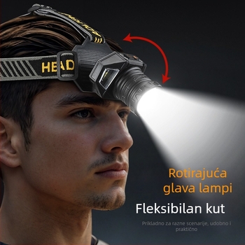 LED čelna lampica od aluminijskog legura, baterija 4000mAh, ručno napajanje, domet 200–500 m