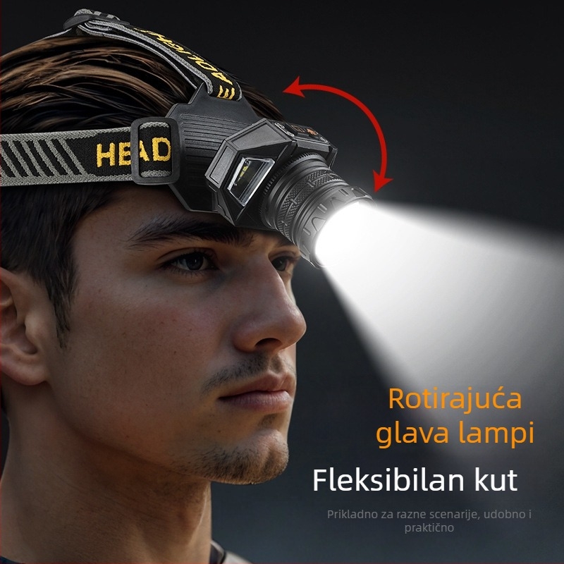 LED čelna lampica od aluminijskog legura, baterija 4000mAh, ručno napajanje, domet 200–500 m