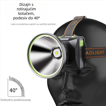LED čelovka, punjiva, aluminijska legura kućište, 18650 litij ionska baterija, domet do 500 m